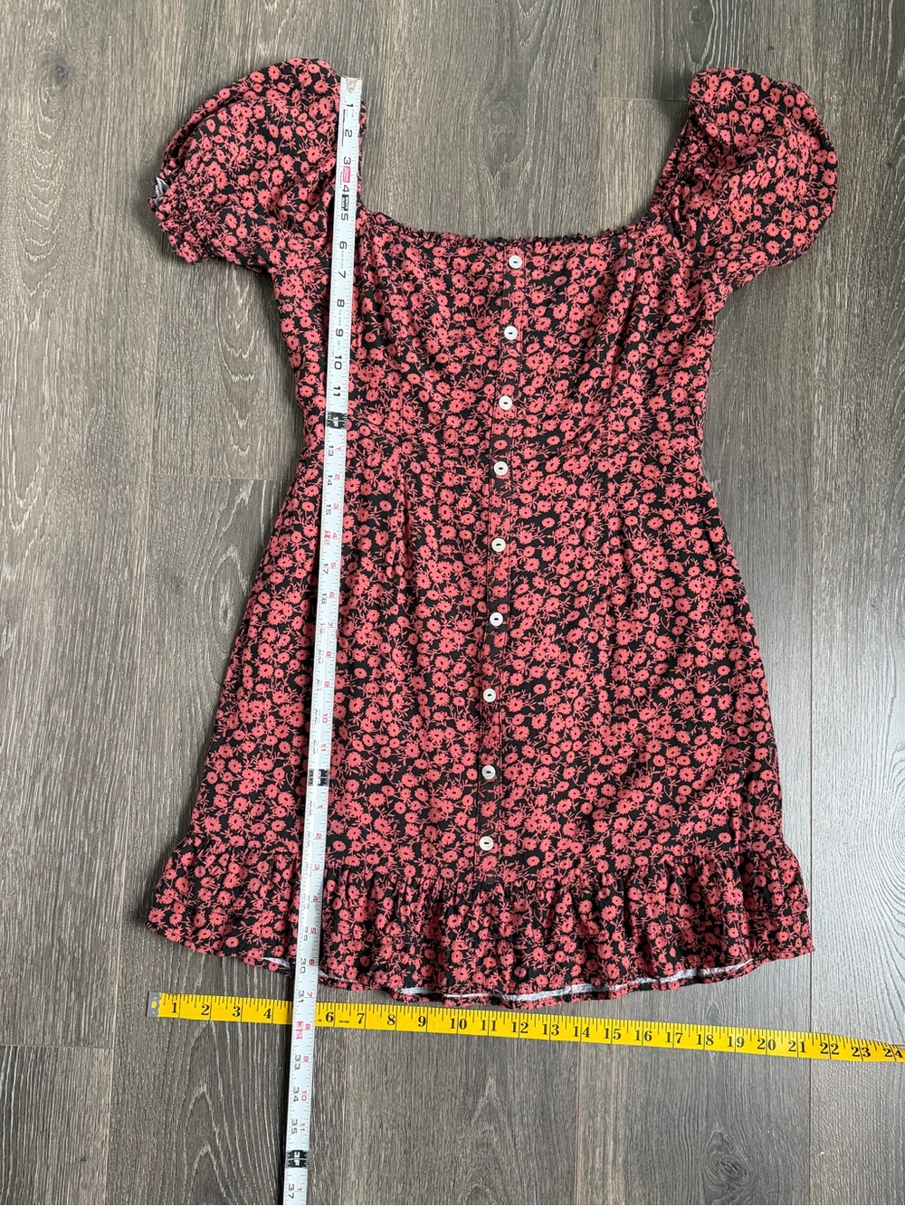 Lost + Wander Pink Floral Button-Front Puff Sleeve Mini Dress Cottagecore - Picture 4 of 9
